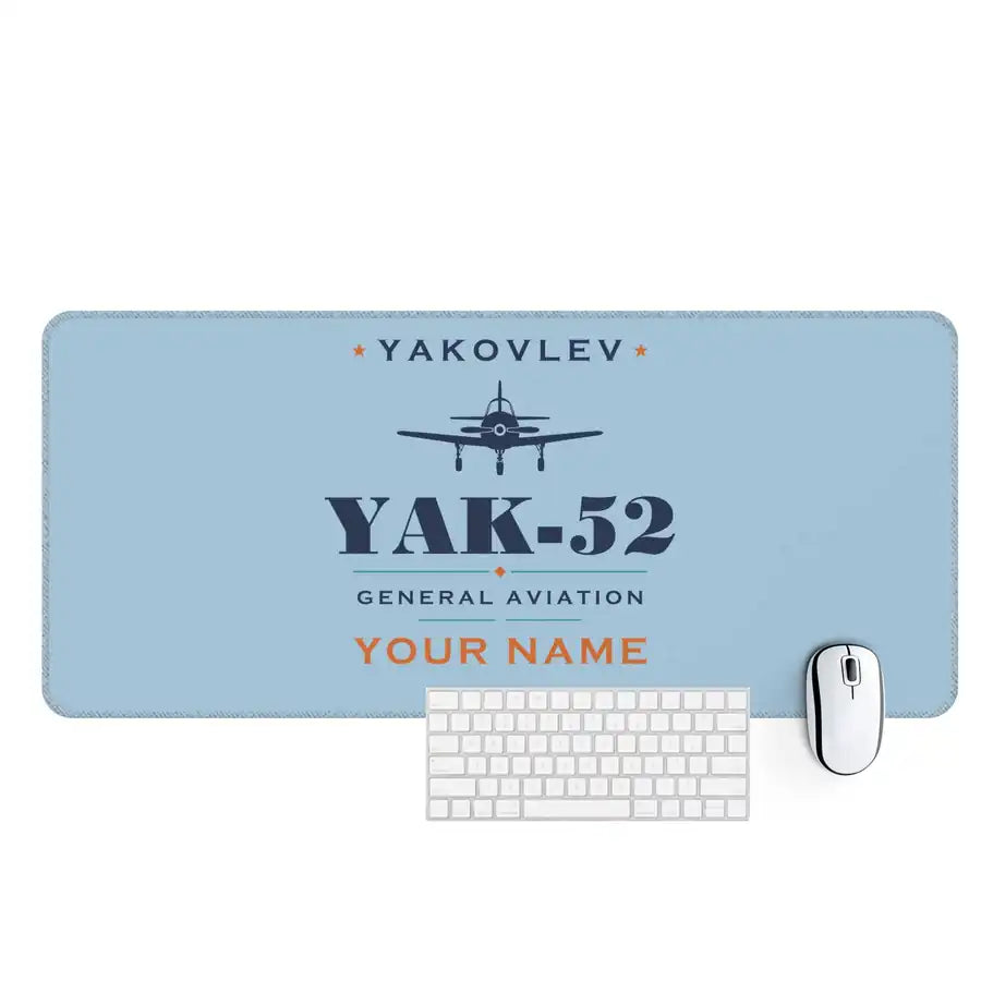 Yakovlev Yak-52 - Heritage + Name - Desk Mat - Light Blue