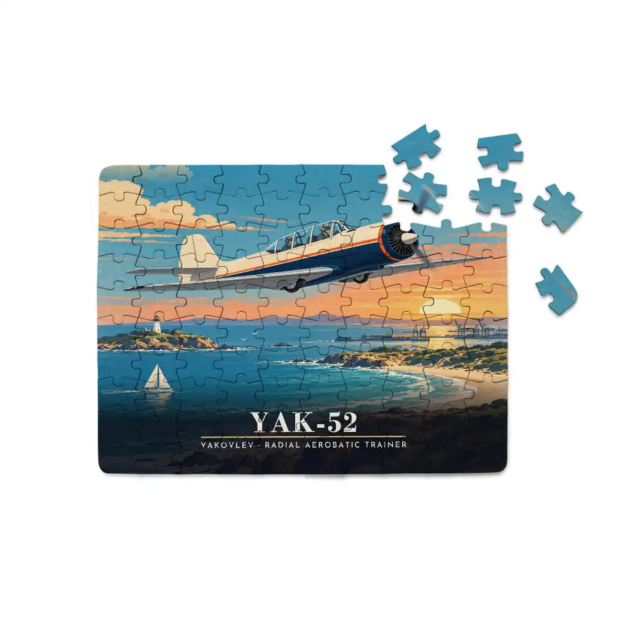 Yakovlev Yak-52 - Horizontal + Text - Canvas Puzzle