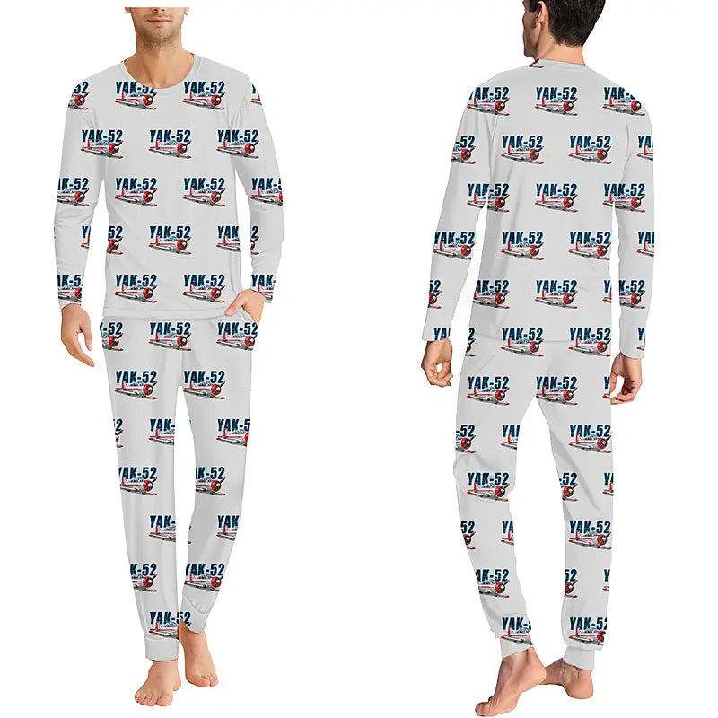 Yakovlev Yak-52 - Men Pajamas - Cartoon Pattern - Light Gray