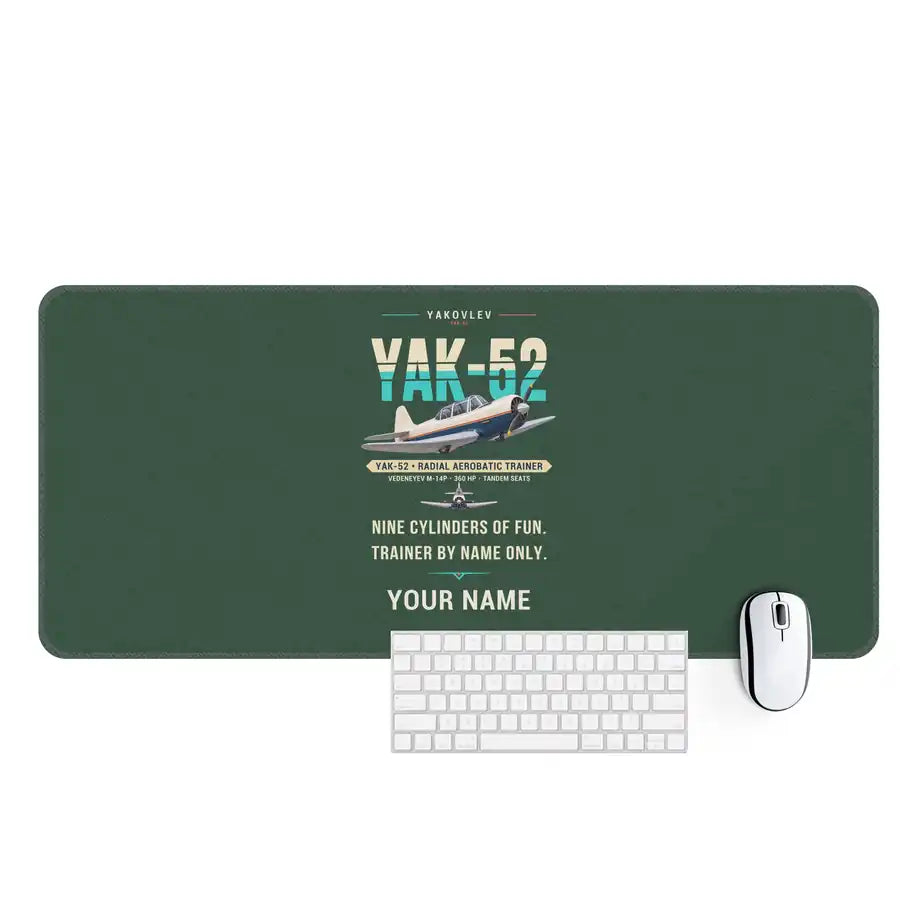 Yakovlev Yak-52 - Original + Name - Desk Mat - Dark Green
