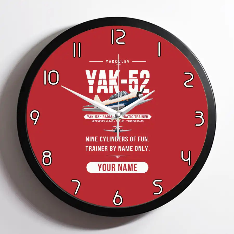 Yakovlev Yak-52 - Original + Name - Framed - Red