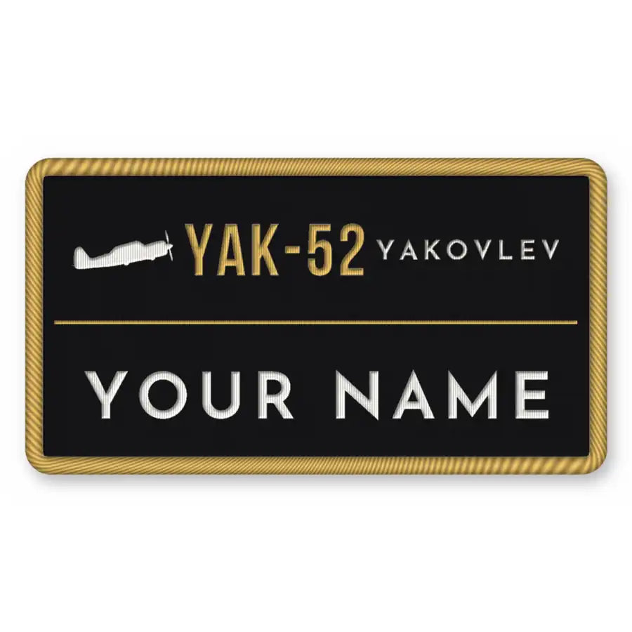 Yakovlev Yak-52 Patches - Rectangle + Name - Black Gold