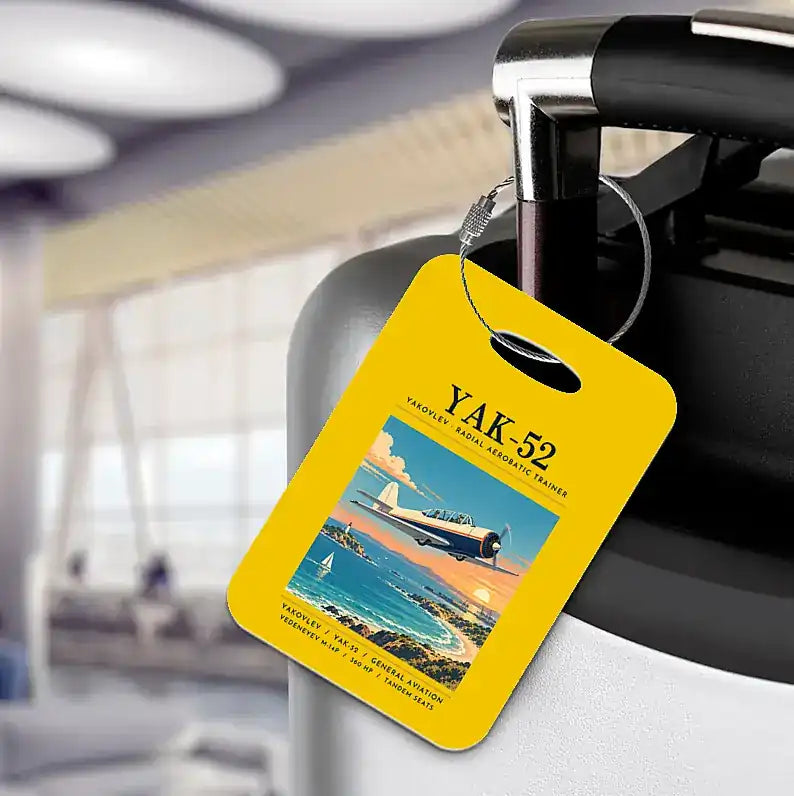 Yakovlev Yak-52 - Poster - Luggage Tag - Yellow