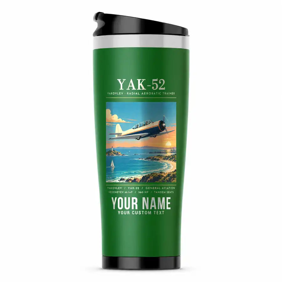 Yakovlev Yak-52 - Poster + Name - Stainless Steel (No Holder) - Green