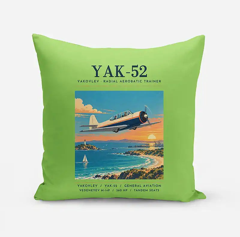 Yakovlev Yak-52 - Poster - Pillow - Light Green