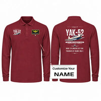 Thumbnail for Yakovlev Yak-52 Premium Polo T-Shirts - Original + Name - Long Sleeve - Dark Red