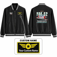 Thumbnail for Yakovlev Yak-52 Stylish Jackets - Baseball Collar - Cartoon + Name - Black