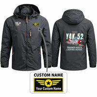 Thumbnail for Yakovlev Yak-52 Stylish Jackets - Hooded Windbreaker - Cartoon + Name - Charcoal