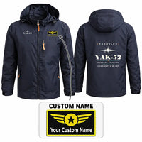 Thumbnail for Yakovlev Yak-52 Stylish Jackets - Hooded Windbreaker - Heritage + Name - Navy Blue