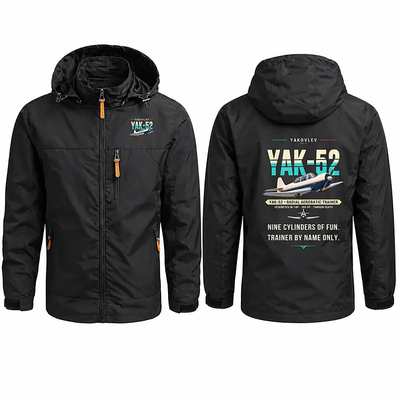 Yakovlev Yak-52 Stylish Jackets - Hooded Windbreaker - Original - Black