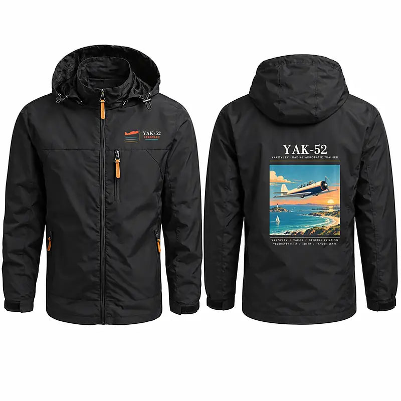 Yakovlev Yak-52 Stylish Jackets - Hooded Windbreaker - Poster - Black