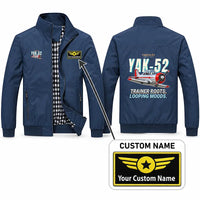 Thumbnail for Yakovlev Yak-52 Stylish Jackets - Stand Collar - Cartoon + Name - Navy Blue