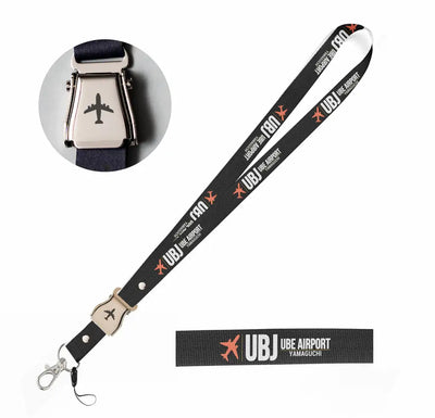 Yamaguchi Ube Airport (UBJ) seat belt lanyard - black