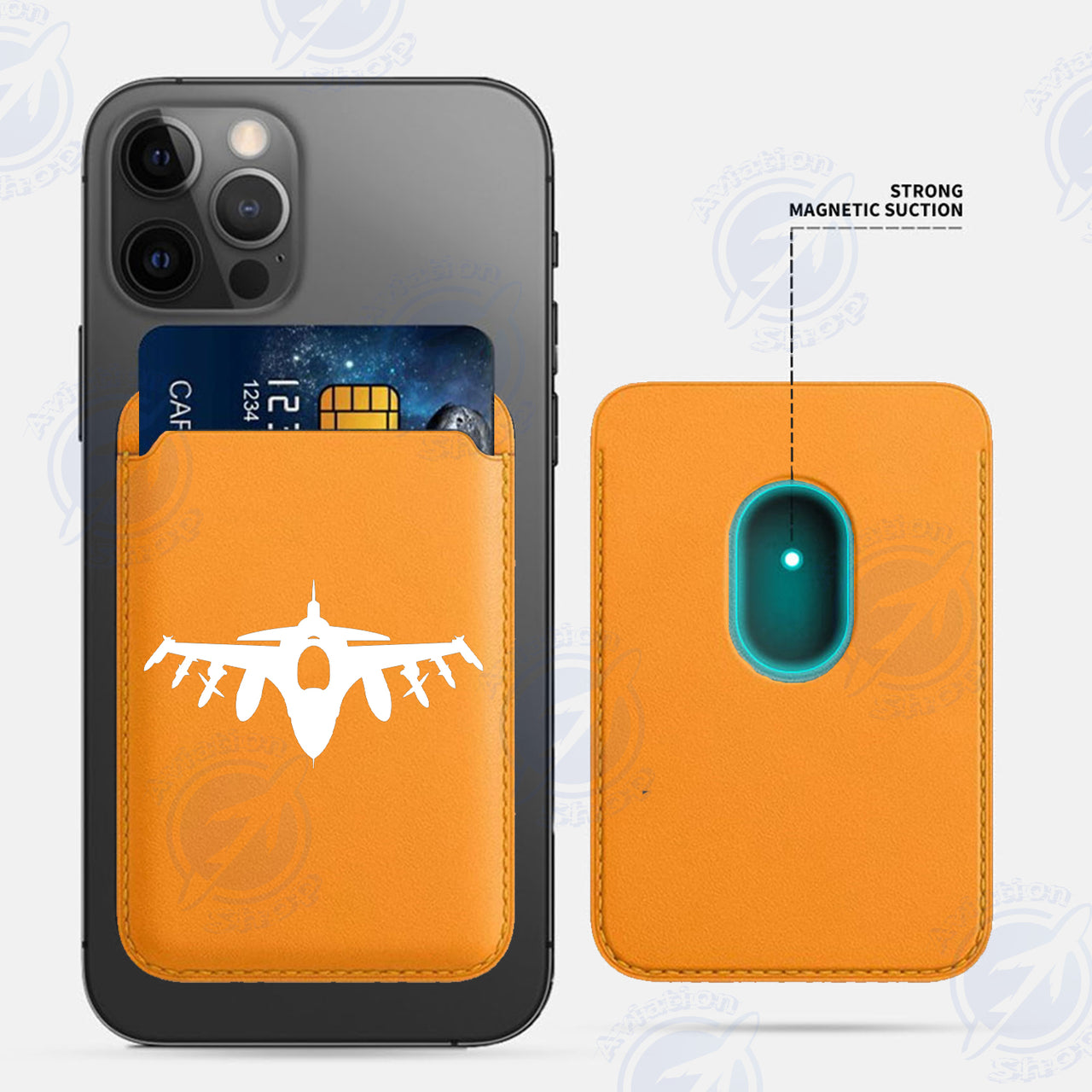 Fighting Falcon F16 Silhouette iPhone Cases Magnetic Card Wallet