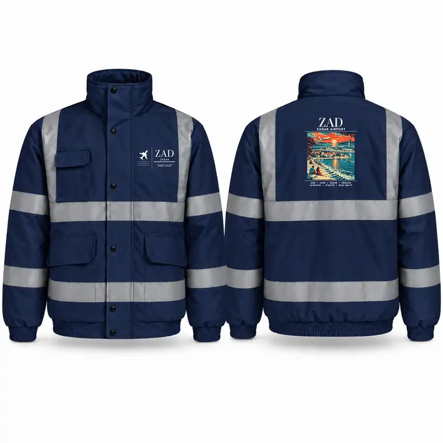 Zadar Airport (ZAD) Reflective Winter Jackets - Poster - Navy Blue