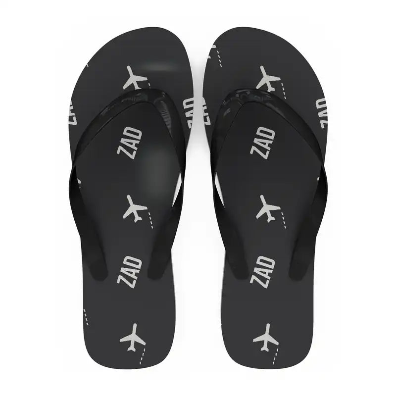 Zadar Airport (ZAD) Slippers & Flip Flops - Slippers - Flip Flops - Pattern - Black