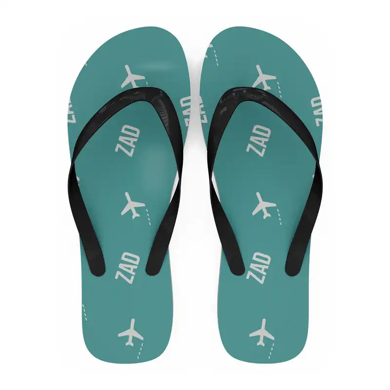 Zadar Airport (ZAD) Slippers & Flip Flops - Slippers - Flip Flops - Pattern - Turquoise
