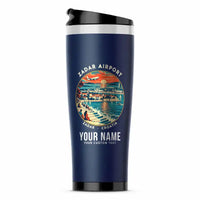 Thumbnail for Zadar Airport (ZAD) Travel Mugs - Badge + Name - Stainless Steel (No Holder) - Dark Blue