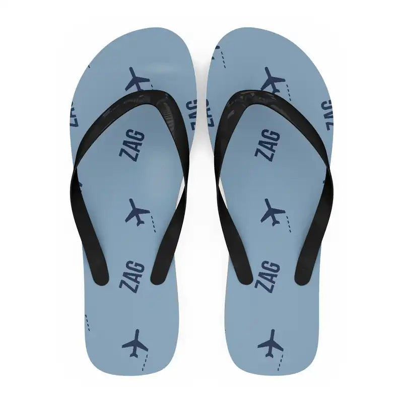 Franjo Tuđman Airport Zagreb (ZAG) Slippers & Flip Flops - Slippers - Flip Flops - Pattern - Light Blue