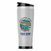 Thumbnail for Ixtapa-Zihuatanejo International Airport (ZIH) Travel Mugs - Badge + Name - Stainless Steel (No Holder) - Light Gray