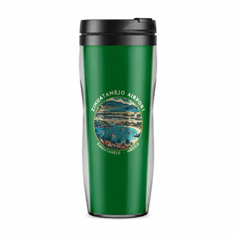 Ixtapa-Zihuatanejo International Airport (ZIH) Travel Mugs - Badge - Plastic (No Holder) - Green