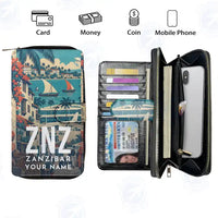 Thumbnail for Abeid Amani Karume International Airport (ZNZ) Leather Wallets - Zip Long Wallet - Scene + Name