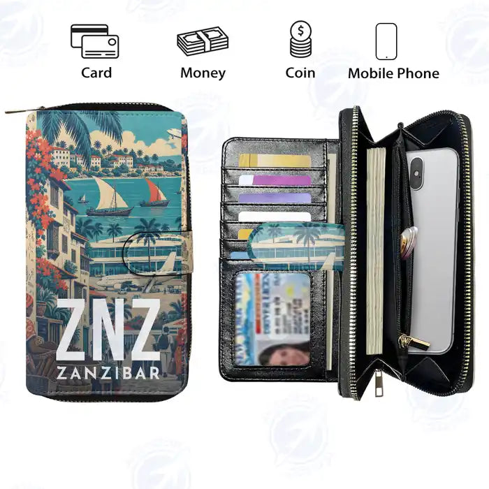 Abeid Amani Karume International Airport (ZNZ) Leather Wallets - Zip Long Wallet - Scene