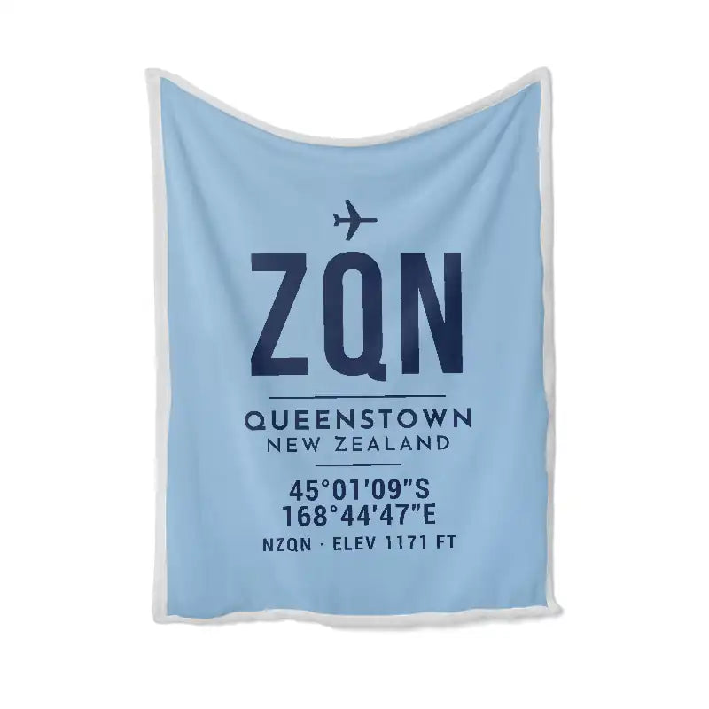 Queenstown Airport (ZQN) Bedding Sets & Blankets - Blanket - ID Tag - Light Blue