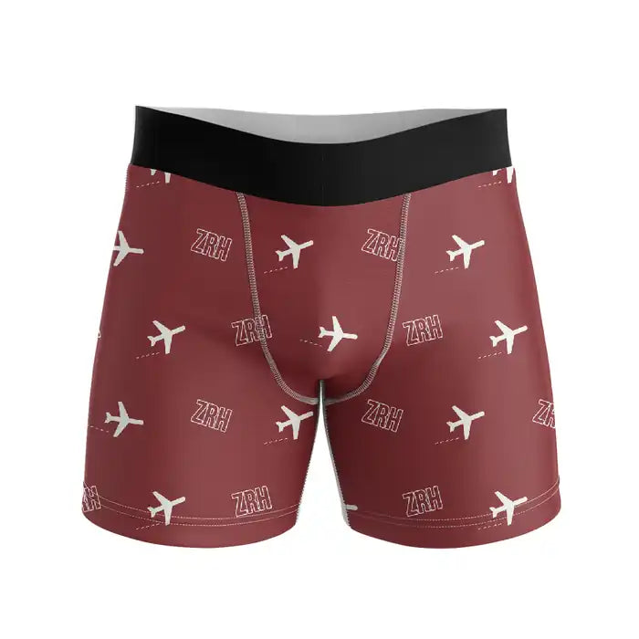 Zurich Airport (ZRH) Men Boxers - Pattern - Dark Red