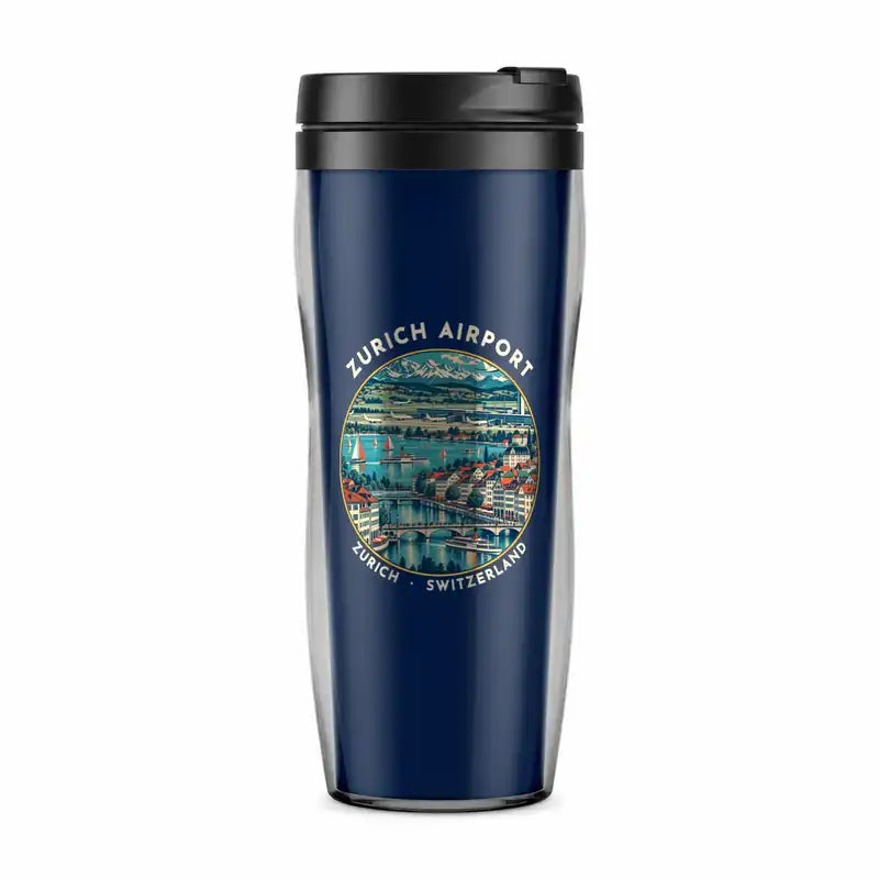 Zurich Airport (ZRH) Travel Mugs - Badge - Plastic (No Holder) - Dark Blue