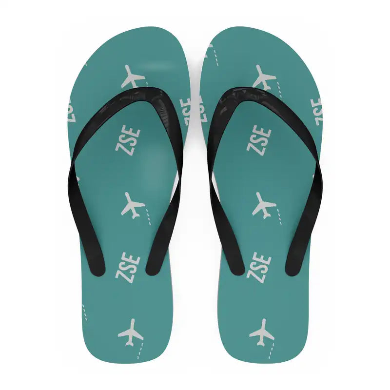 Saint-Pierre Pierrefonds Airport (ZSE) Slippers & Flip Flops - Slippers - Flip Flops - Pattern - Turquoise