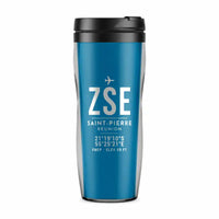 Thumbnail for Saint-Pierre Pierrefonds Airport (ZSE) Travel Mugs - ID Tag - Plastic (No Holder) - Light Blue