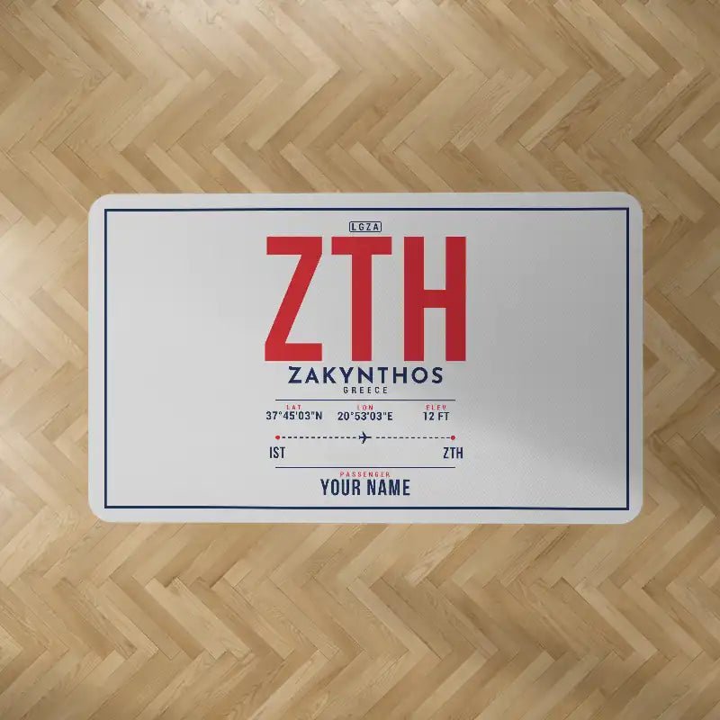 Zakynthos International Airport -Dionysios Solomos- (ZTH) Carpets - Carpet Rectangle - ID Tag + Name - Light Gray