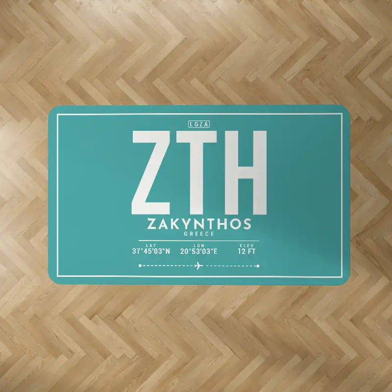 Zakynthos International Airport -Dionysios Solomos- (ZTH) Carpets - Carpet Rectangle - ID Tag - Turquoise