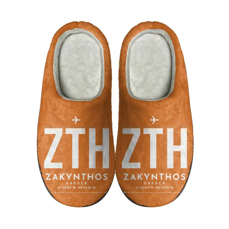 Zakynthos International Airport -Dionysios Solomos- (ZTH) Slippers & Flip Flops - Slippers - Cotton - Code - Same - Orange