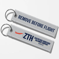 Thumbnail for Zakynthos International Airport Dionysios Solomos (ZTH) Aviator Key Chains - Light Gray - Remove Before Flight