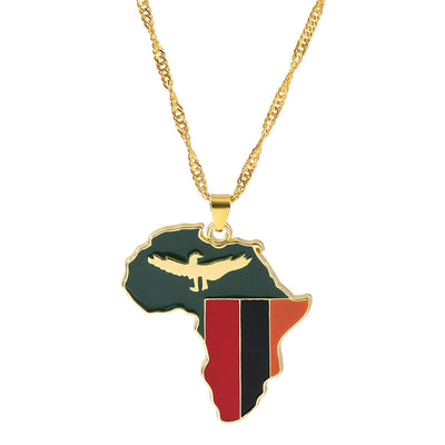 Zambia Map Flag Necklace