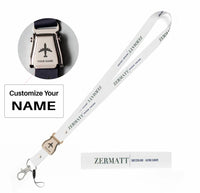 Thumbnail for Zermatt City Series seat belt lanyard - white with name