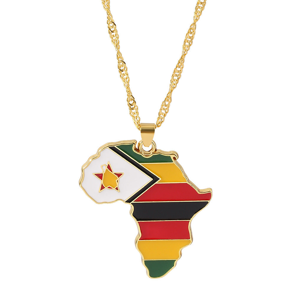 Zimbabwe Map Flag Necklace