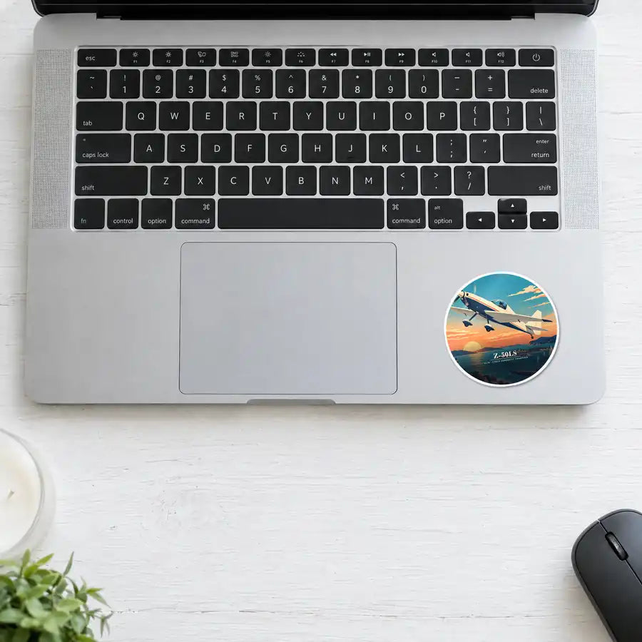Zlin Z-50LS - 3D - Circle Sticker - Laptop