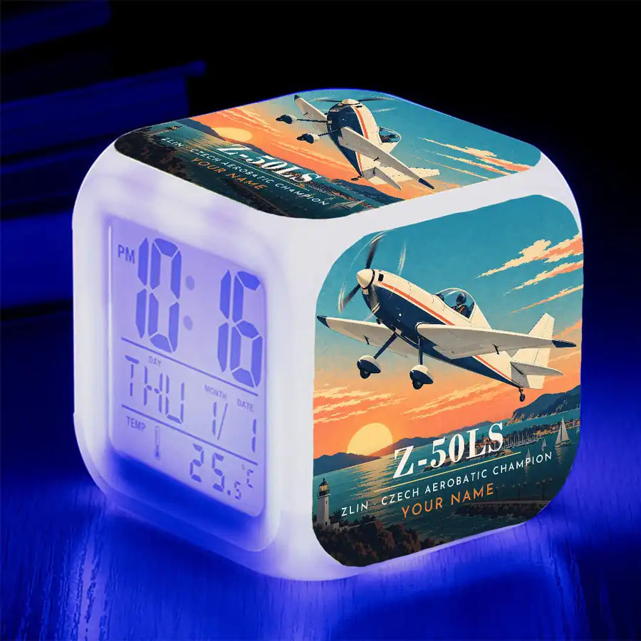 Zlin Z-50LS - 3D + Name - Alarm Clock