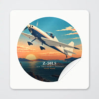 Thumbnail for Zlin Z-50LS - 3D + Name - Circle Sticker - Peel