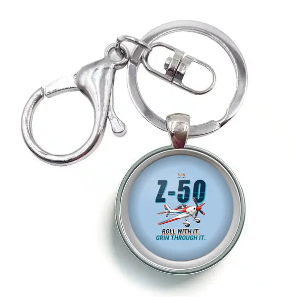 Zlin Z-50LS - Cartoon - Circle Key Chain - Light Blue