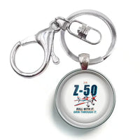 Thumbnail for Zlin Z-50LS - Cartoon - Circle Key Chain - White