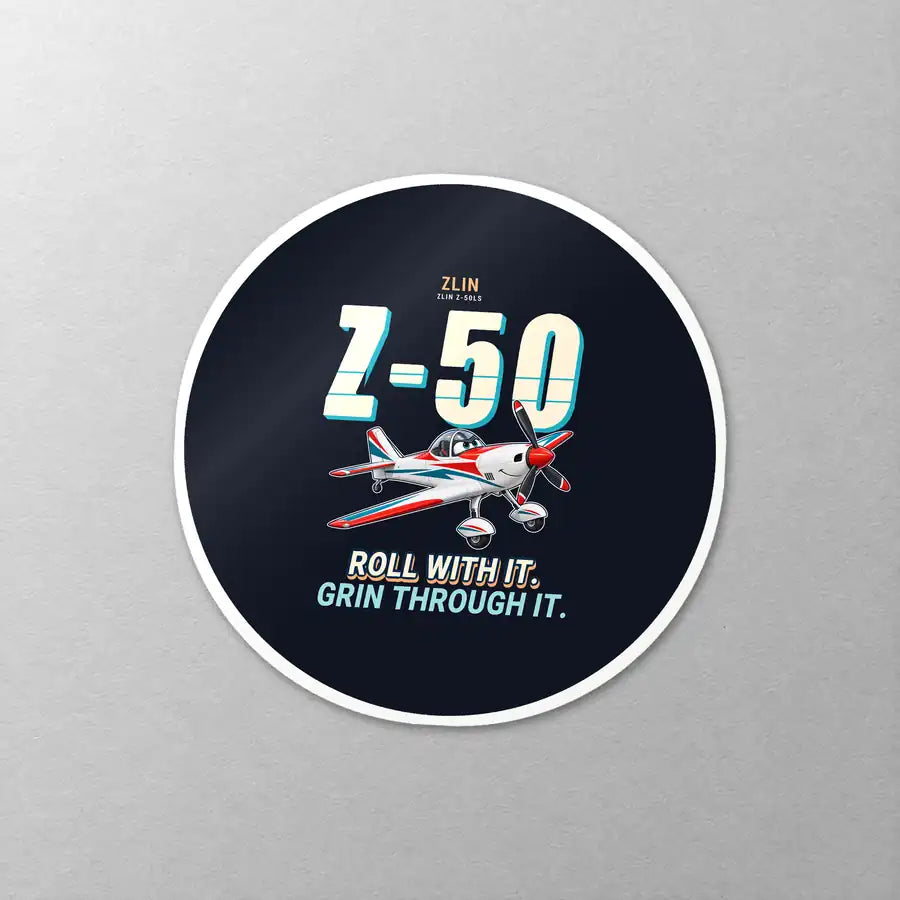 Zlin Z-50LS - Cartoon - Circle Sticker - Close-up