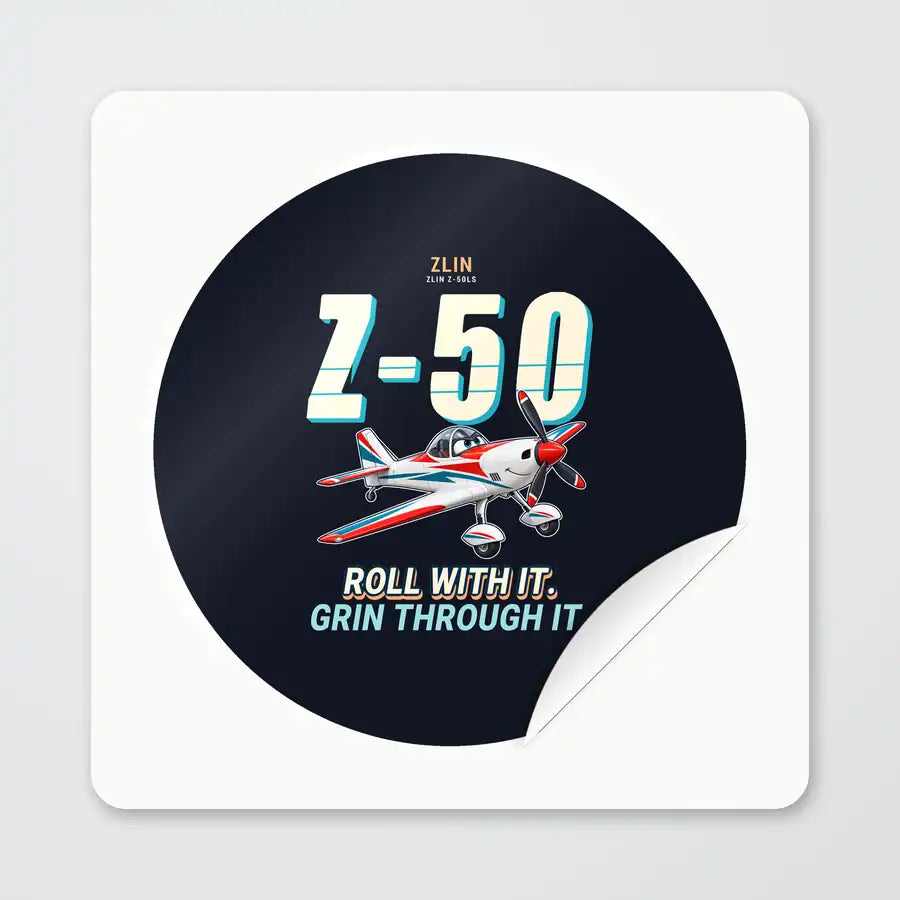 Zlin Z-50LS - Cartoon - Circle Sticker - Peel