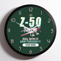 Thumbnail for Zlin Z-50LS - Cartoon + Name - Framed - Dark Green