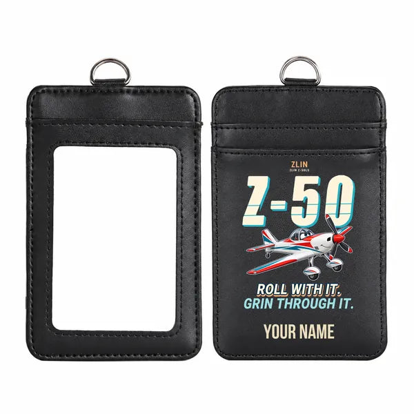 Zlin Z-50LS - Cartoon - ID Card Holder - Black + Name