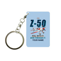 Thumbnail for Zlin Z-50LS - Cartoon + Name - Key Chain - Light Blue