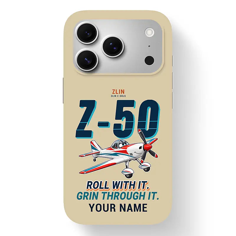Zlin Z-50LS - Cartoon + Name - MagSafe iPhone 17 Pro - Beige
